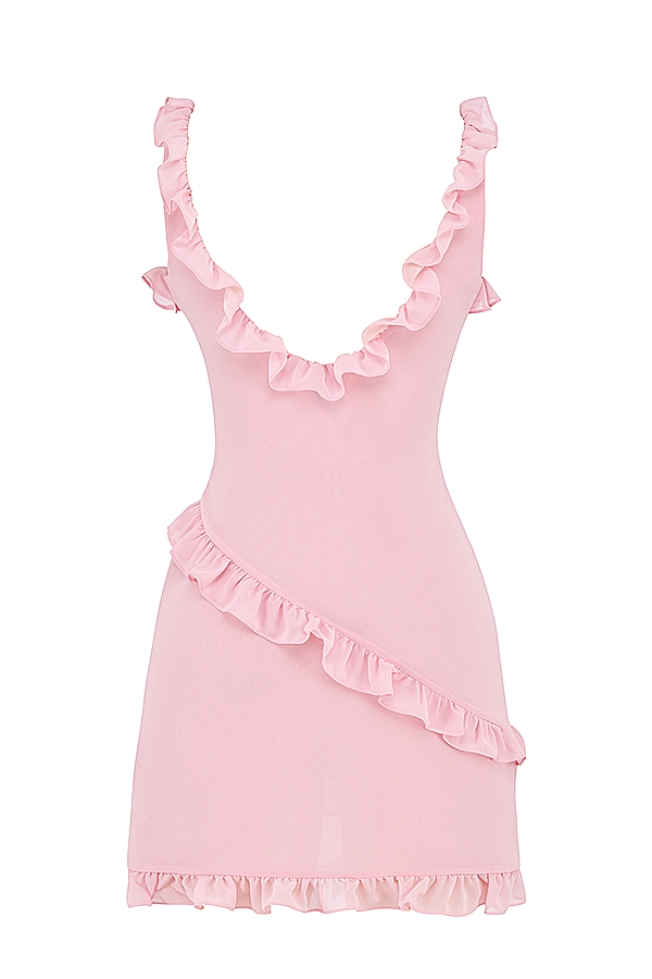 Tania-Pink Quartz Ruffle Mini Dress