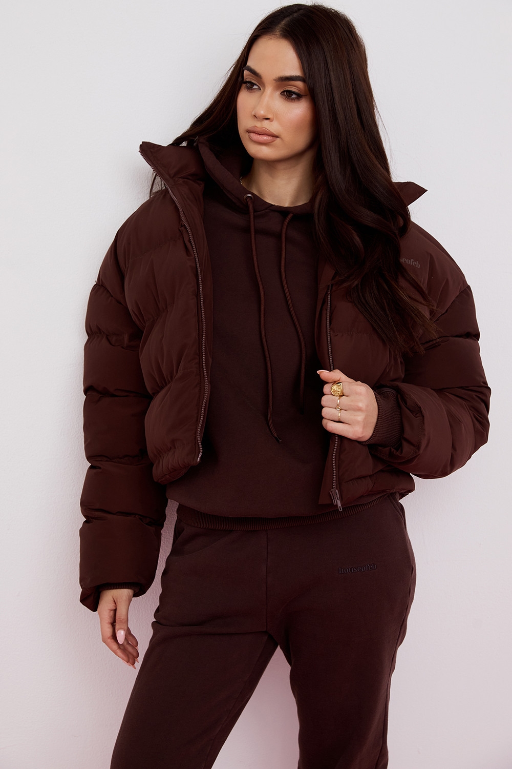 Hero-Chocolate Oversized C Shape Puffer Jacket