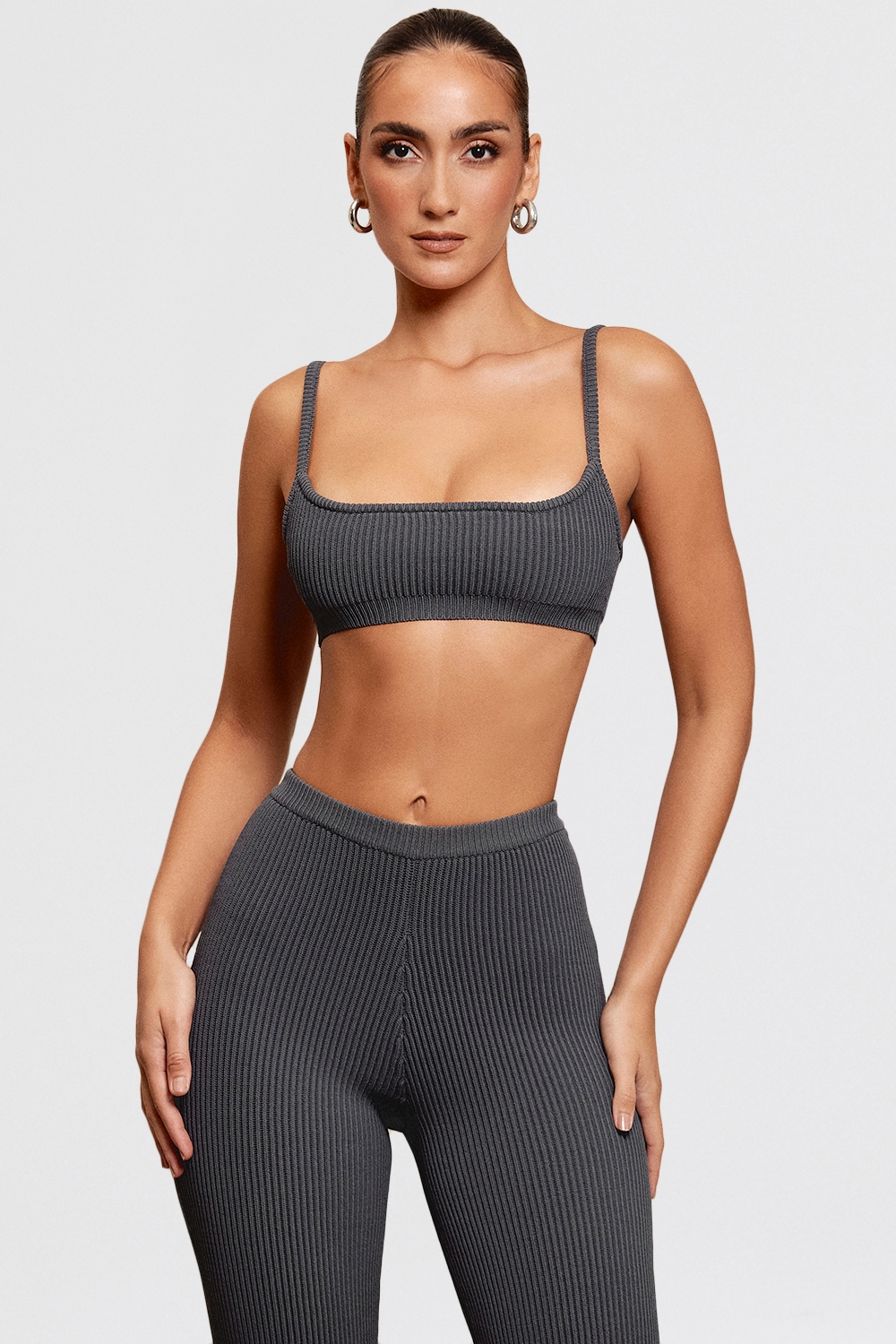 Mischa-Dark Grey Ribbed Knit Bralette - SALE