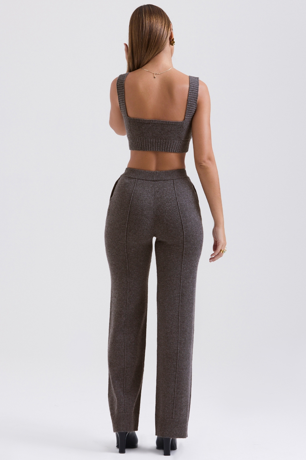 Yalina-Charcoal Cashmere Blend Trousers - SALE