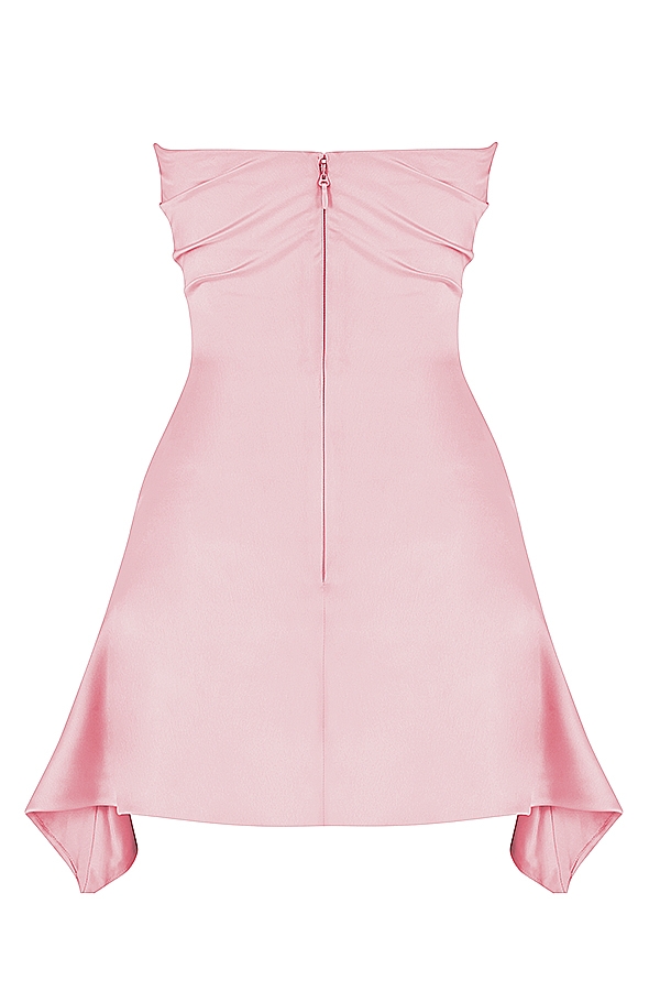 Jasmine-Rose Pink Draped Strapless Corset Dress