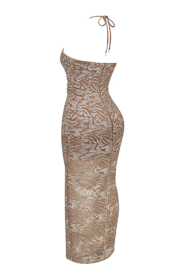 Giada-Rose Gold Embroidered Sequinned Gown