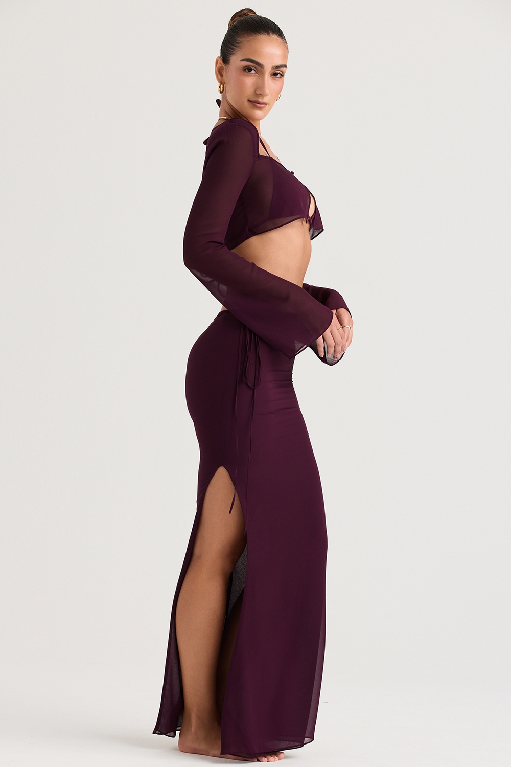 Amalfi-Prune Cutout Maxi Skirt