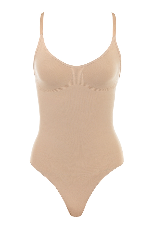 Sculpting Full Brief Bodysuit Almond