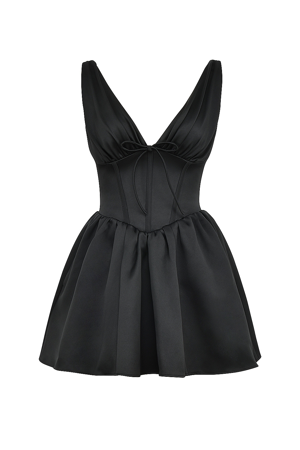 Emmeliette-Black Satin Mini Dress - SALE