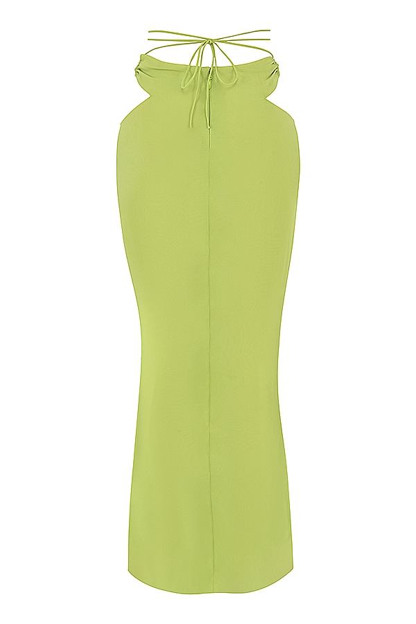 Madeline-Lime Green Georgette Maxi Skirt