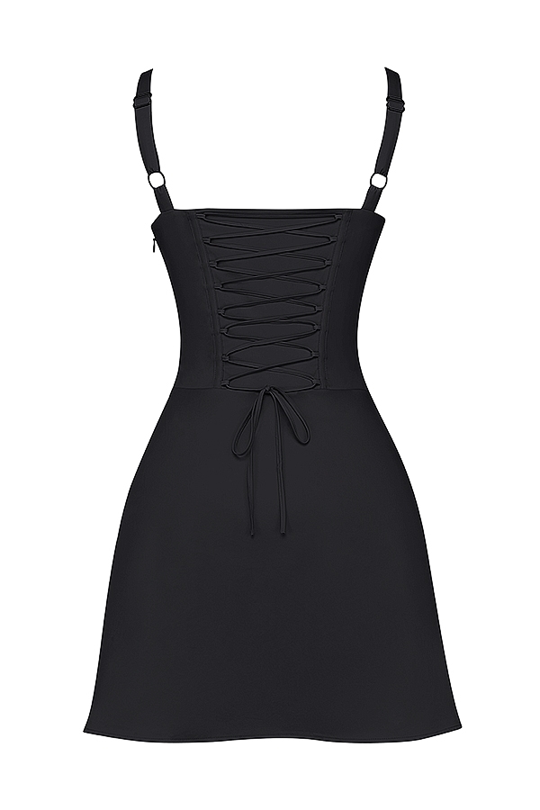 Carlotta-Black Corset Mini Dress