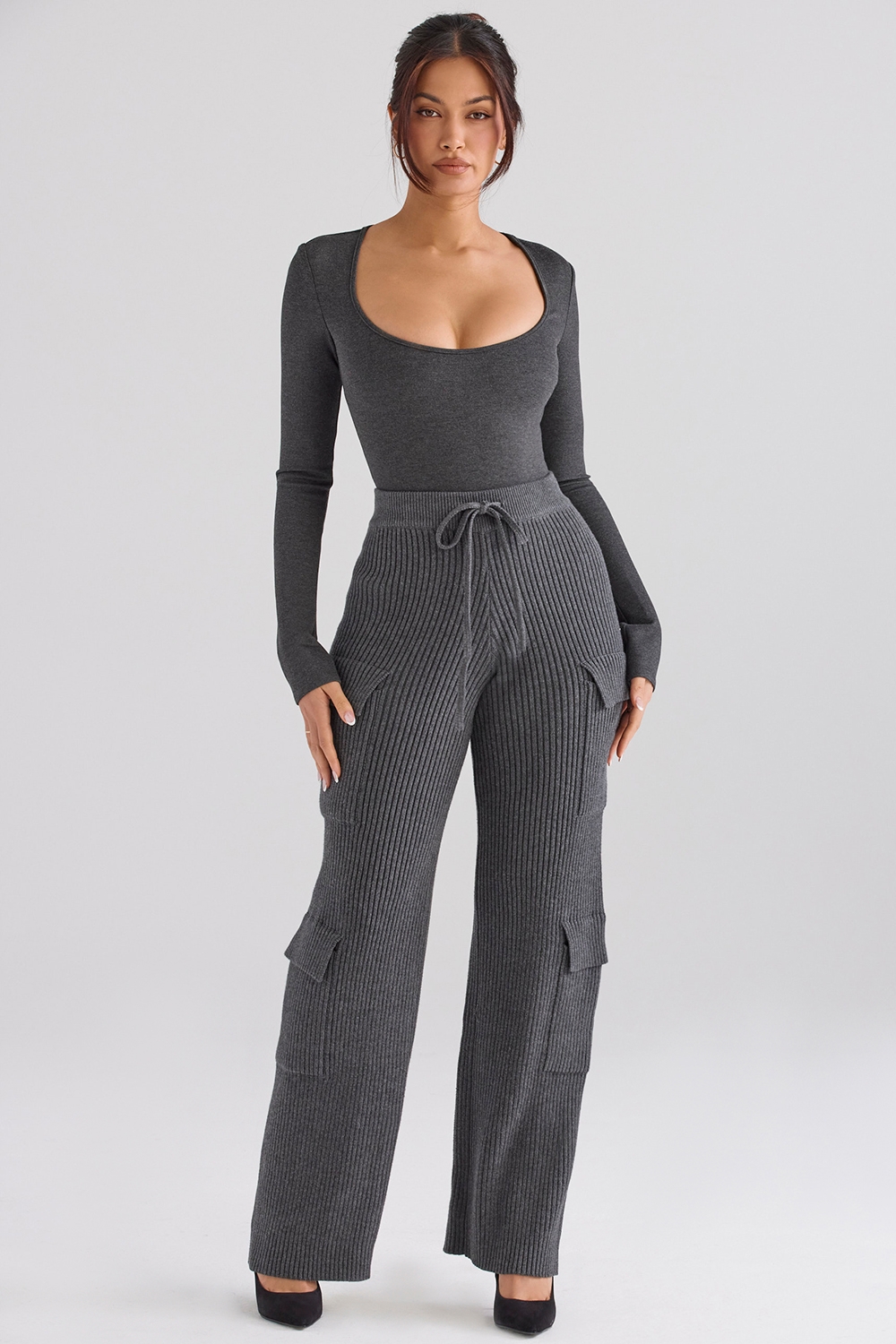 Tea-Charcoal Knitted Utility Trousers - SALE