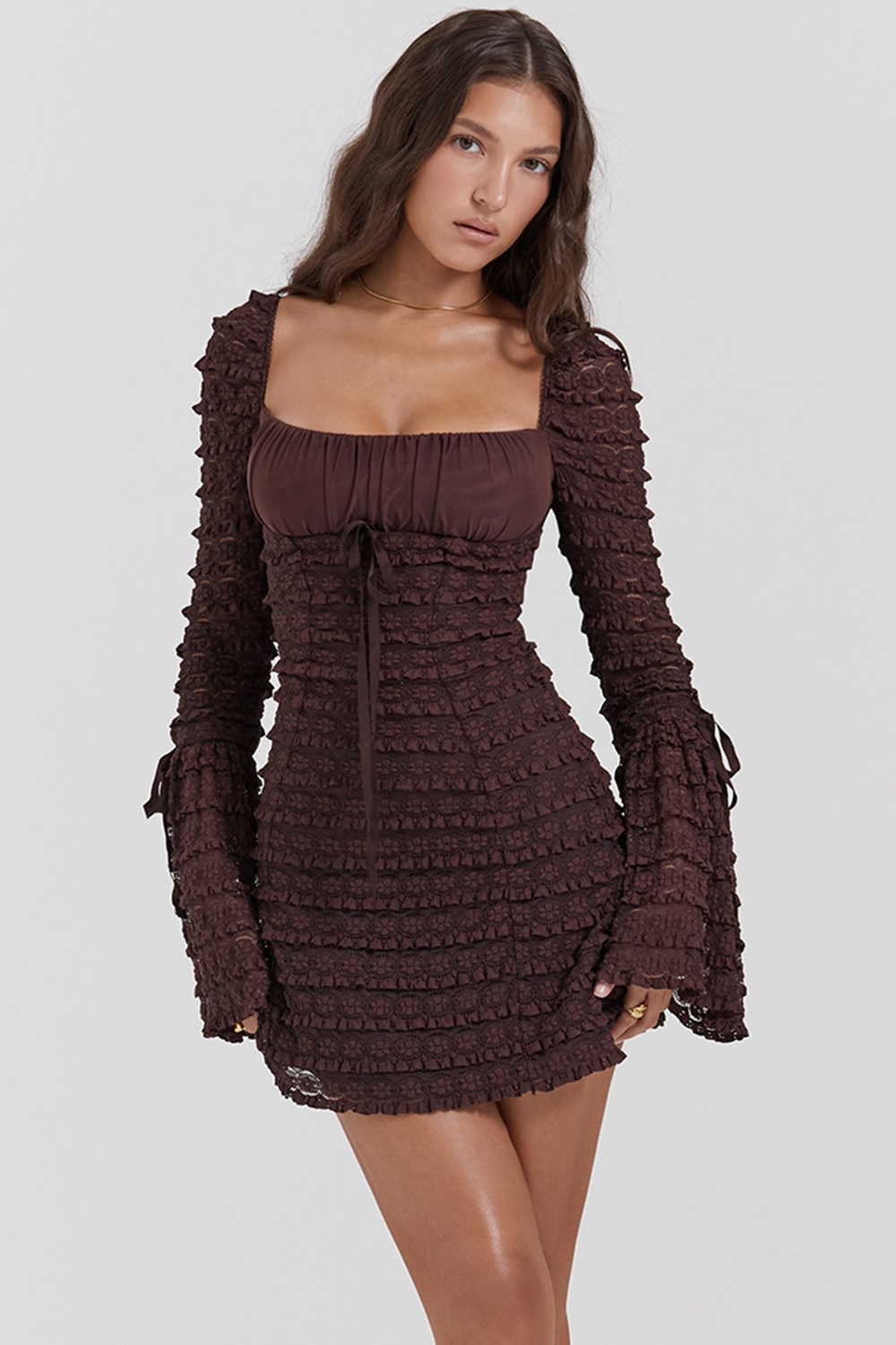 Marisa-Espresso Lace Dress