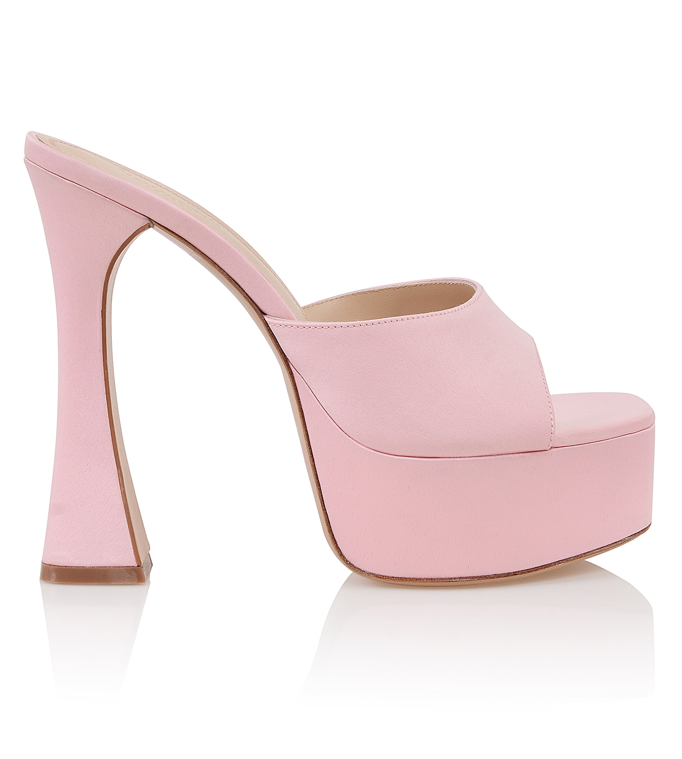 Alessandra-Pink Satin Platform Mules - SALE