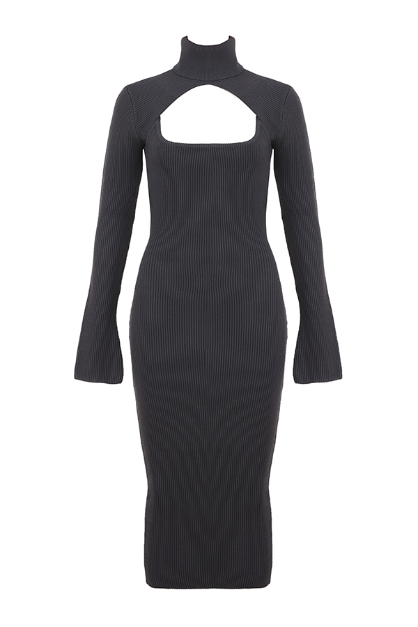 Meliora-Charcoal Knit Midi Dress - SALE