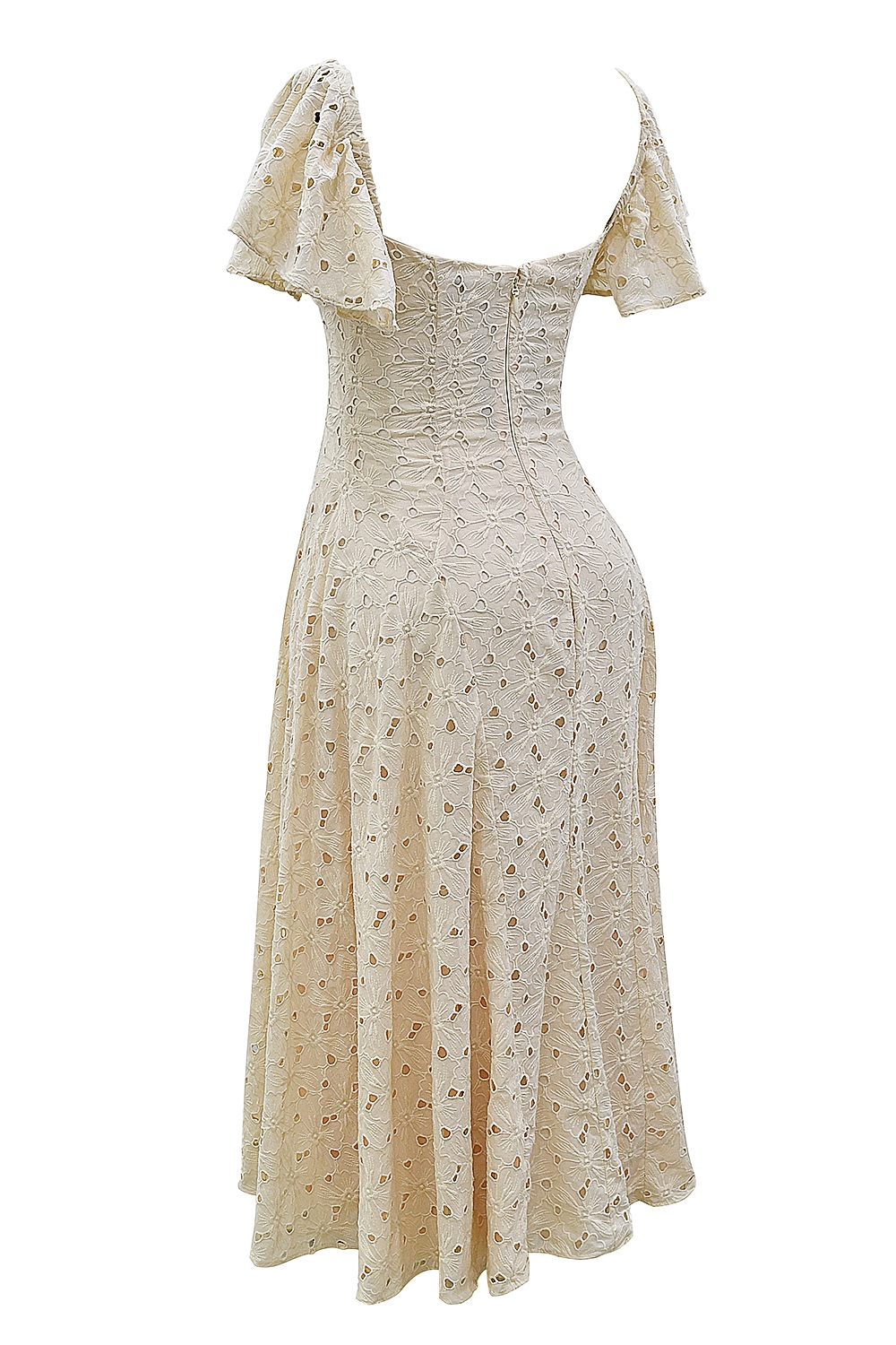 Amaya-Cream Tea Broderie Anglais Midi Dress