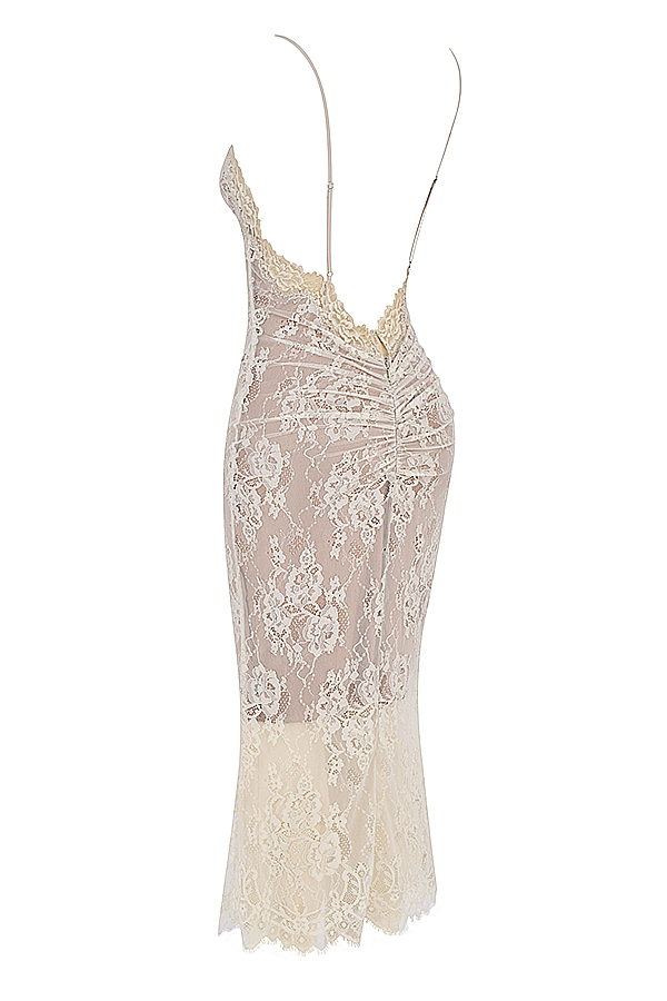Serelle-Antique Ivory Lace Midi Dress