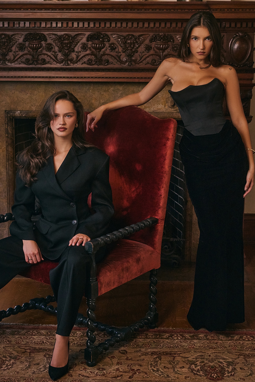 Hayden-Black Wide Leg High Waist Tailored Trousers