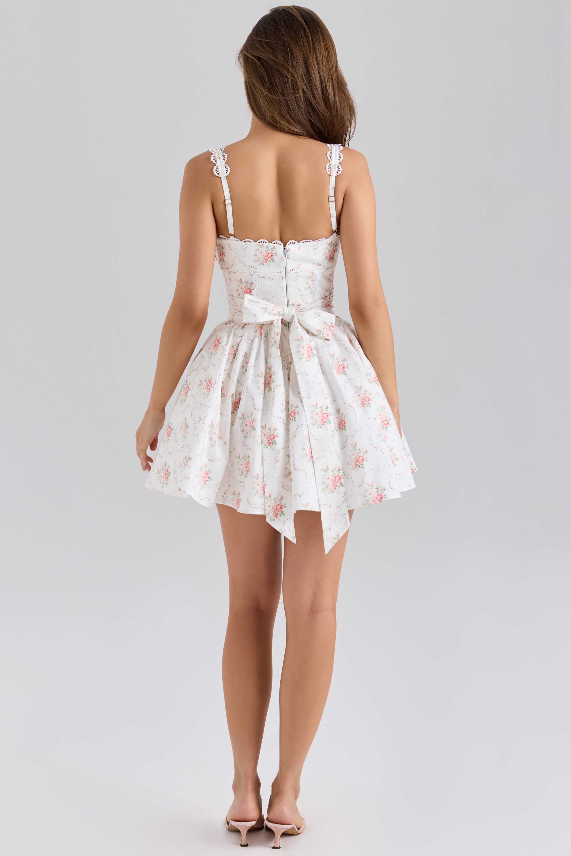 Sade-Rose Print Stretch Cotton Mini Dress