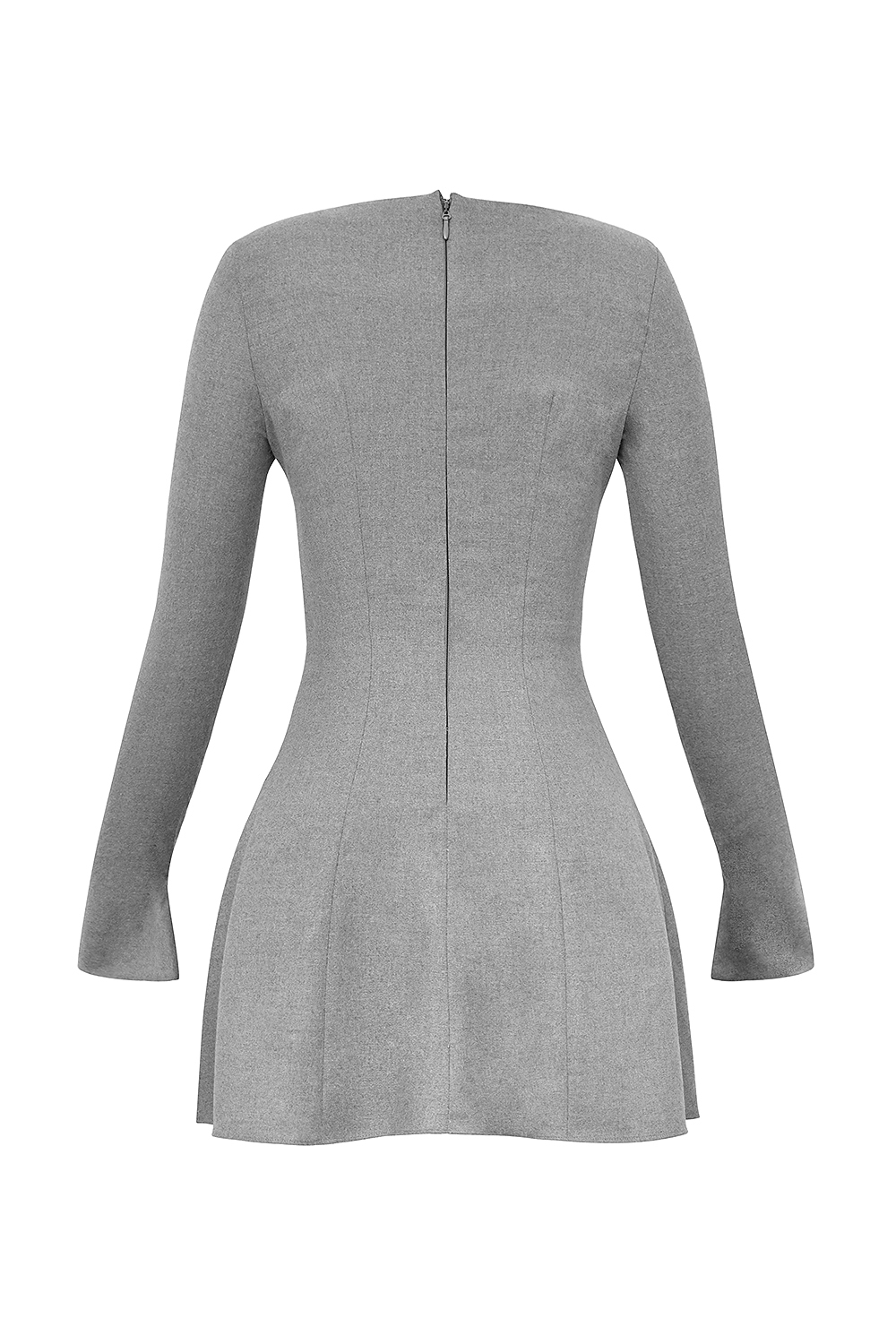Angelique-Grey A-Line Long Sleeve Mini  Dress - SALE