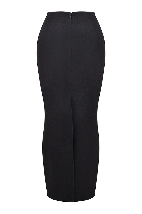 Hart-Black Twill Maxi Skirt
