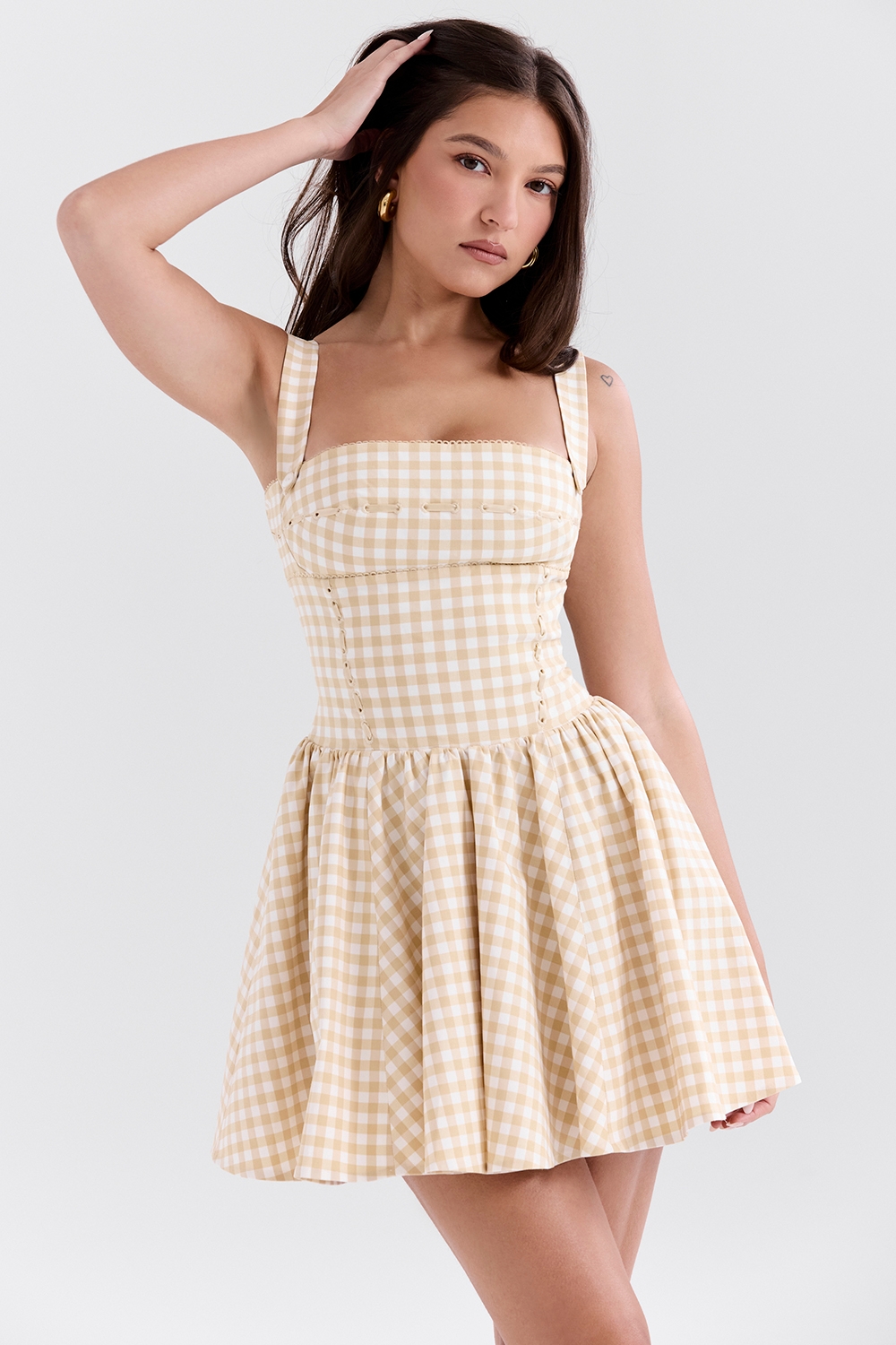 Isadora-Gingerbread Gingham Mini Dress