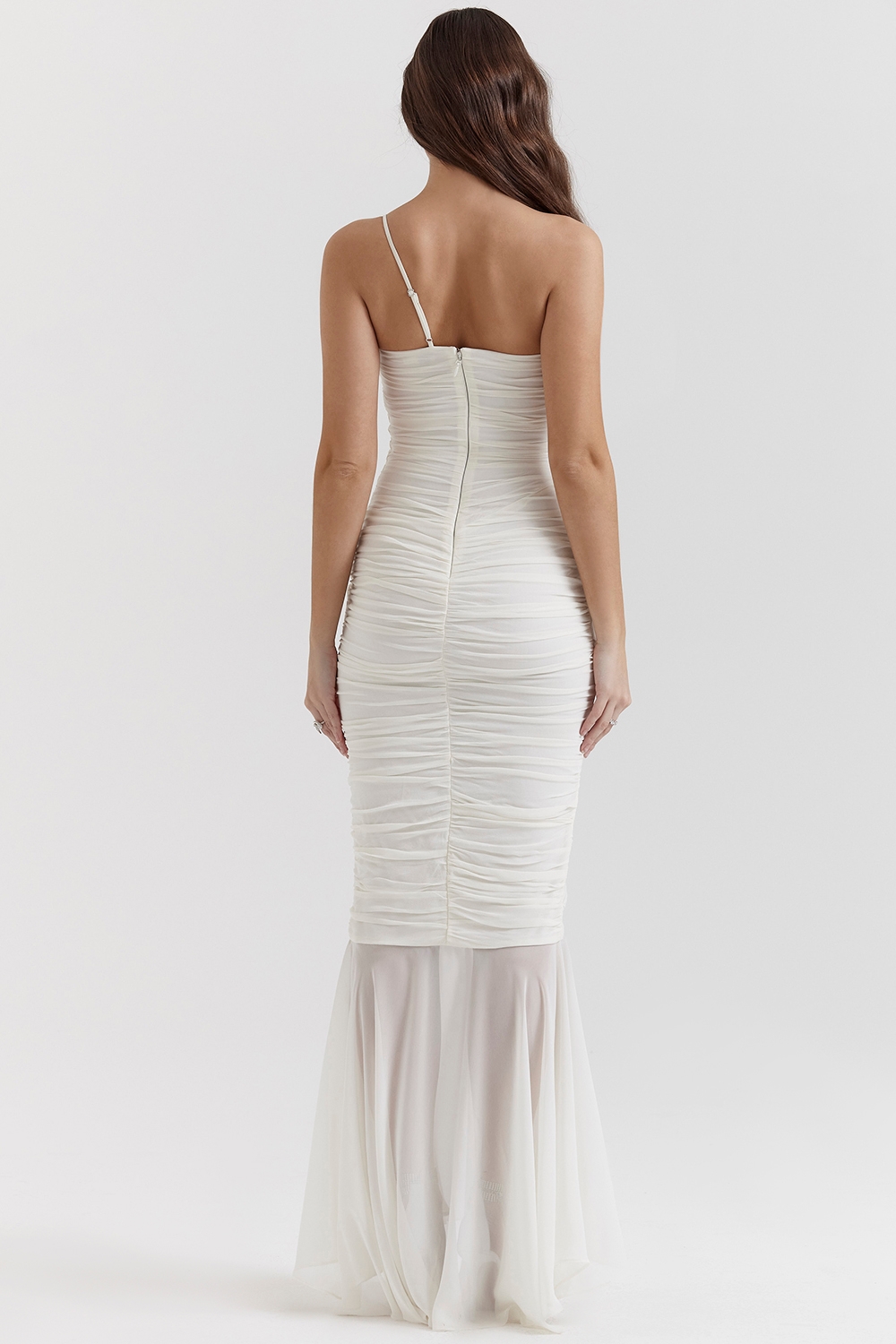 Pearla-Ivory Ruched Maxi Dress