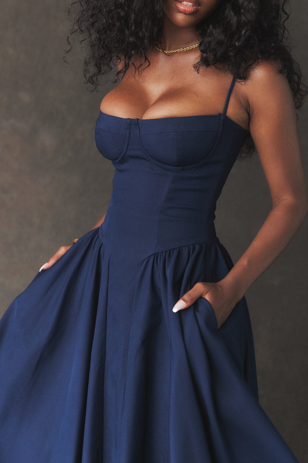 Samaria-French Navy Corset Sundress