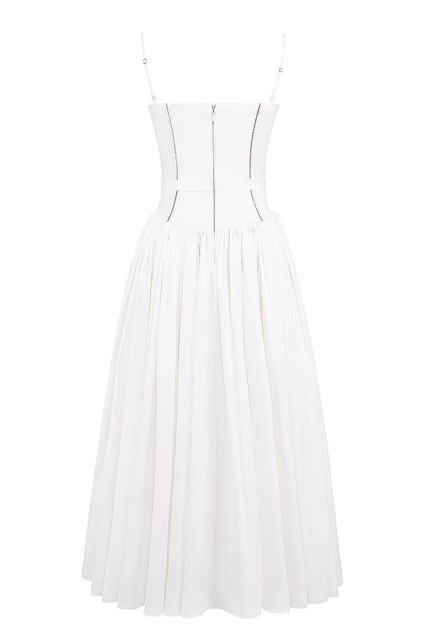 Ysabella-White Cotton Maxi Sundress