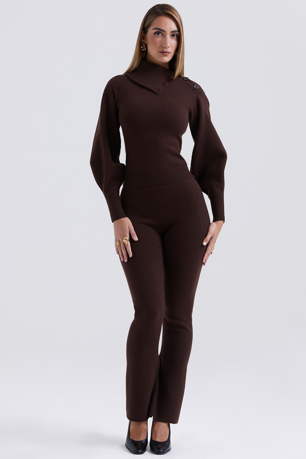 Nereida-Chocolate Cashmere Blend Trousers - SALE