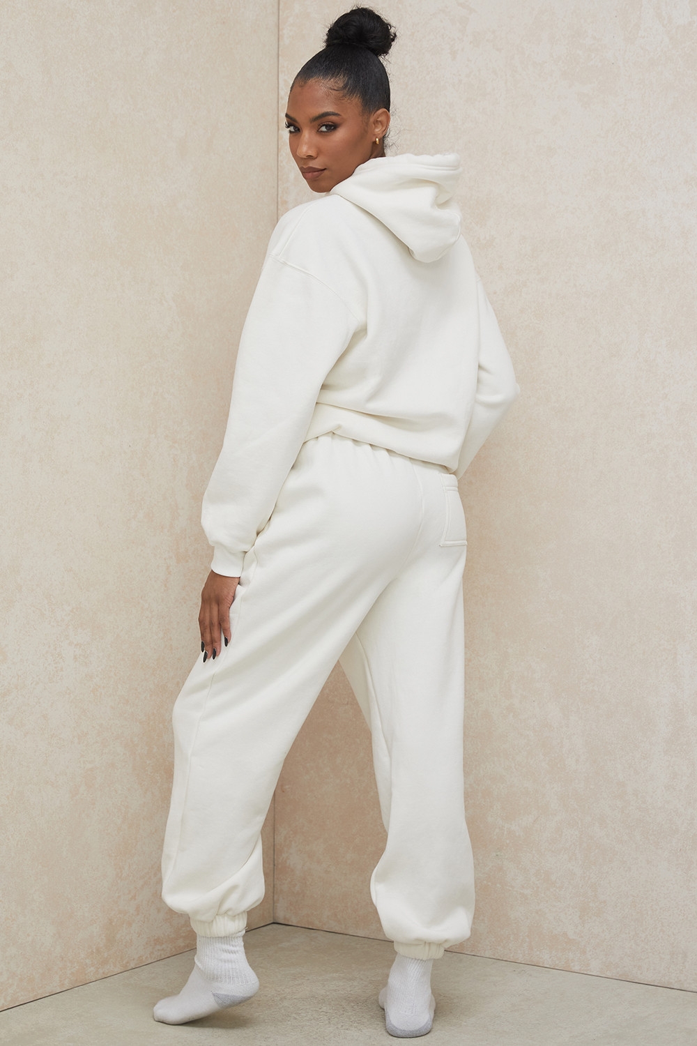Sky-Off White Fleece Back Jogging Trousers