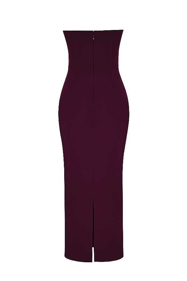 Lucia-Grape Strapless Corset Maxi Dress