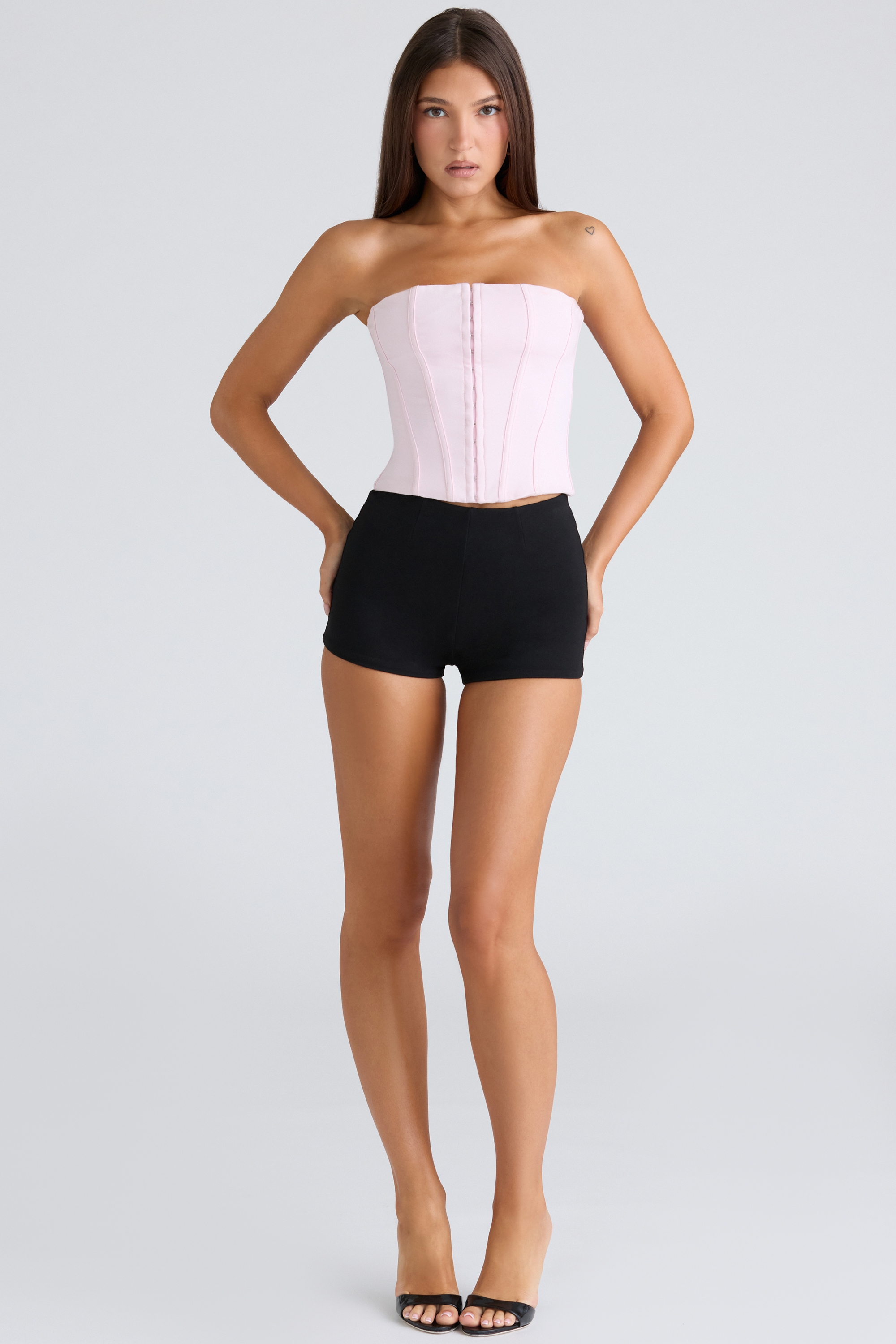 The Strapless-Pink Stretch Corset Top