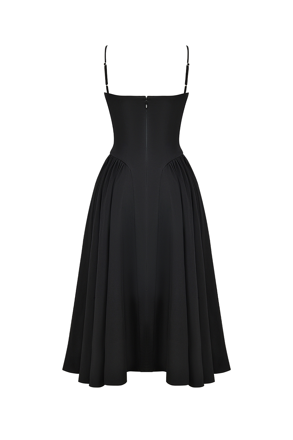 Samaria-Black Corset Midi Dress