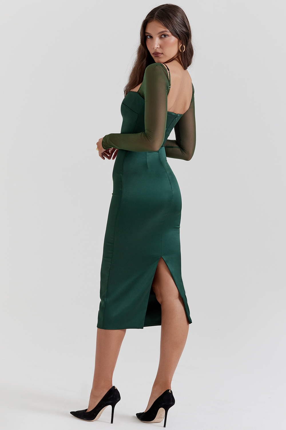 Ellica-Emerald Green Midi Dress