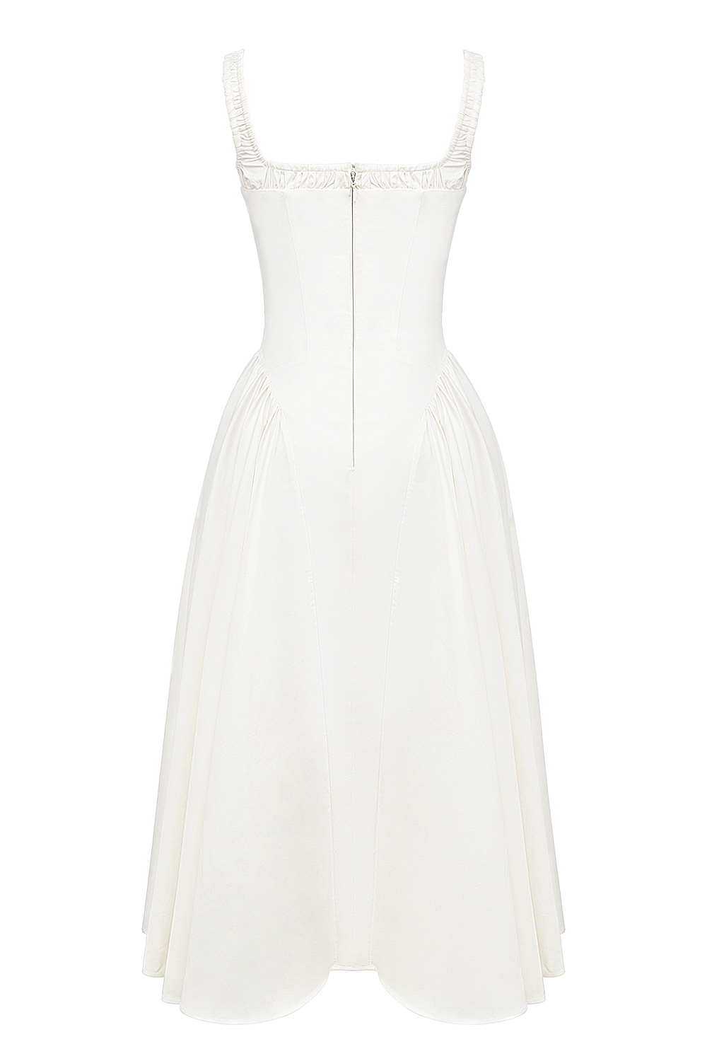 Dorothy-White Cotton Midi Sundress