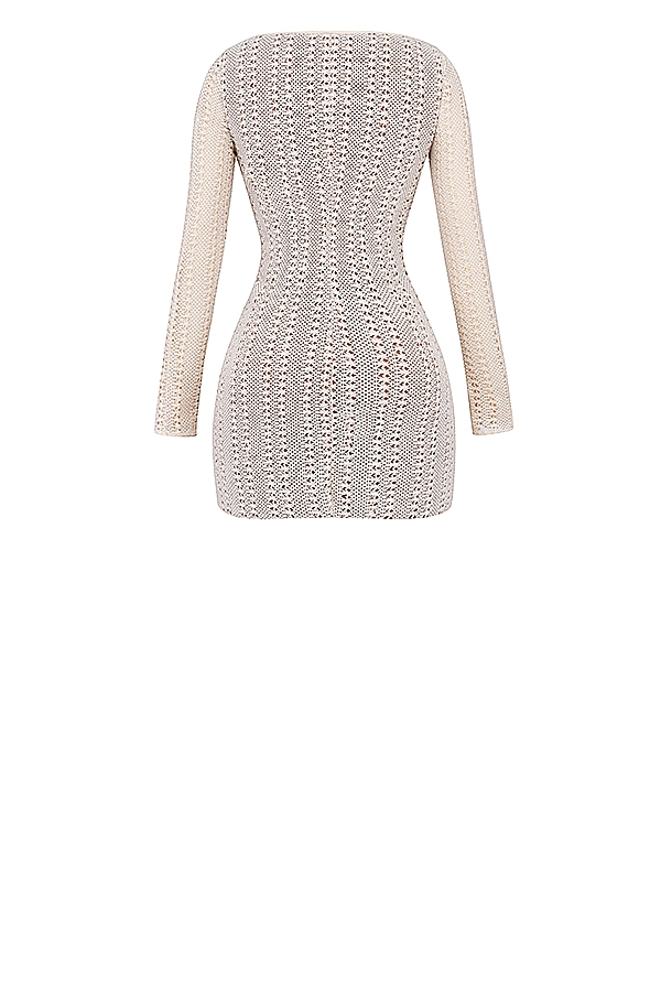 Carmelita-Natural Knit Lace Up Dress