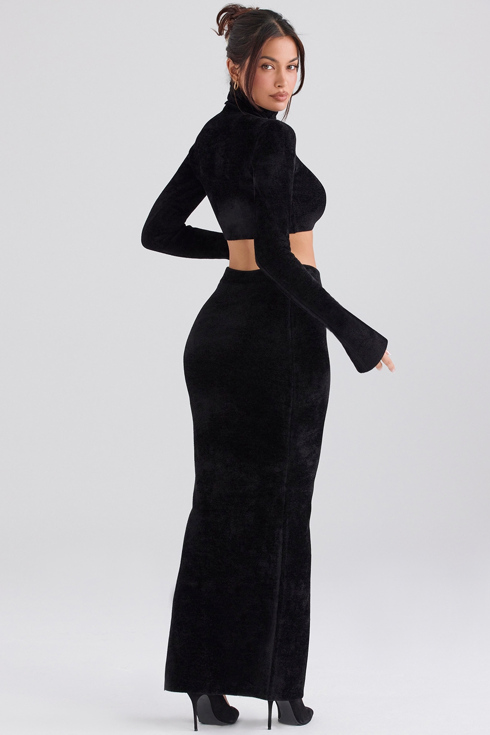 Rene-Black Chenille Maxi Skirt - SALE