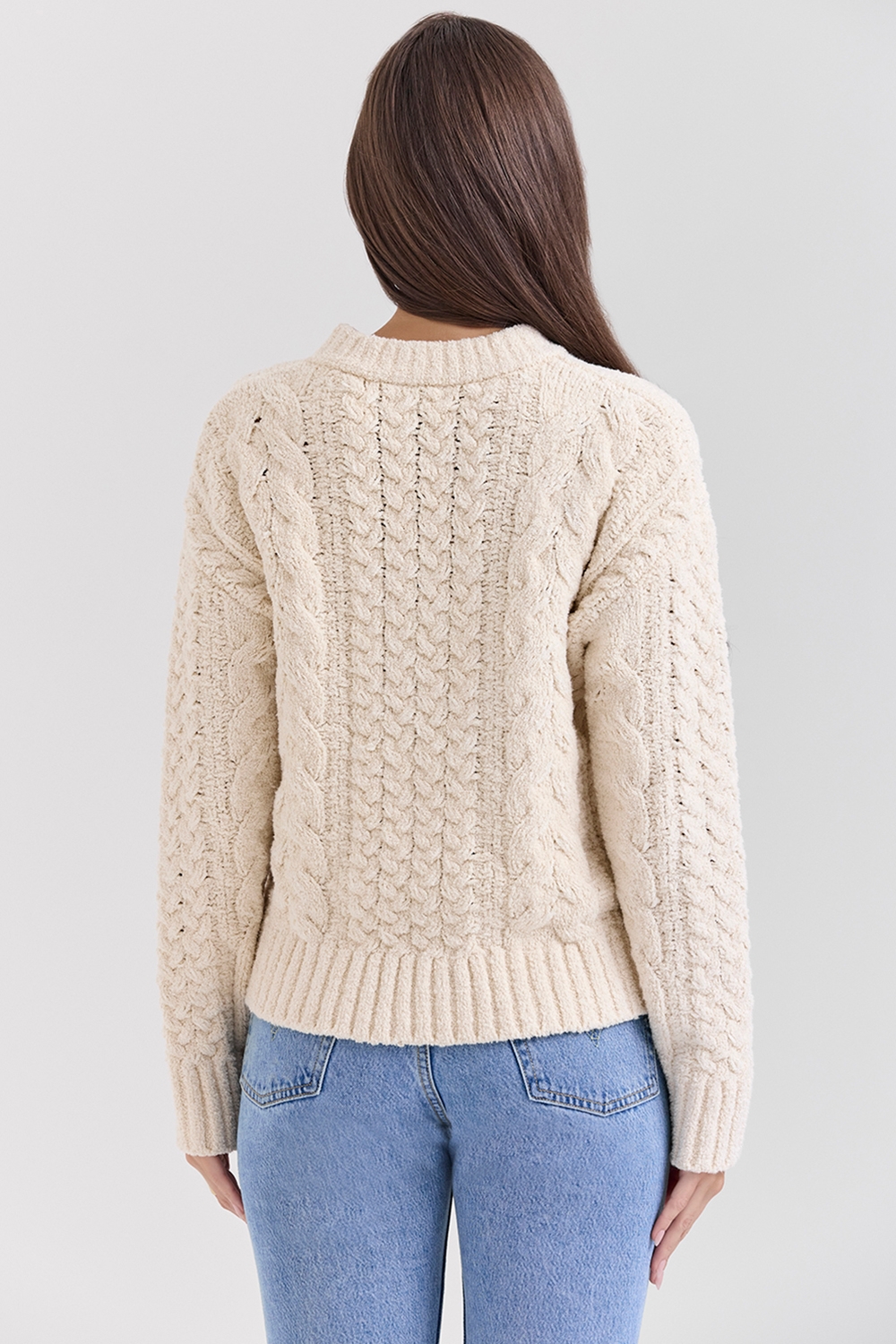 Jasper-Cream Chunky Cable Knit Sweater - SALE