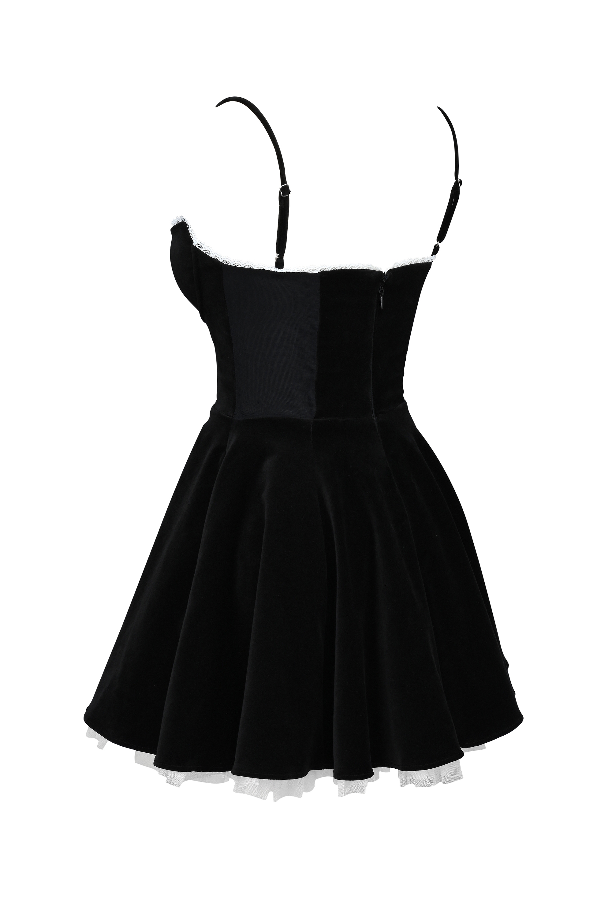 Minimoiselle-Black Velvet Tulle Mini Dress
