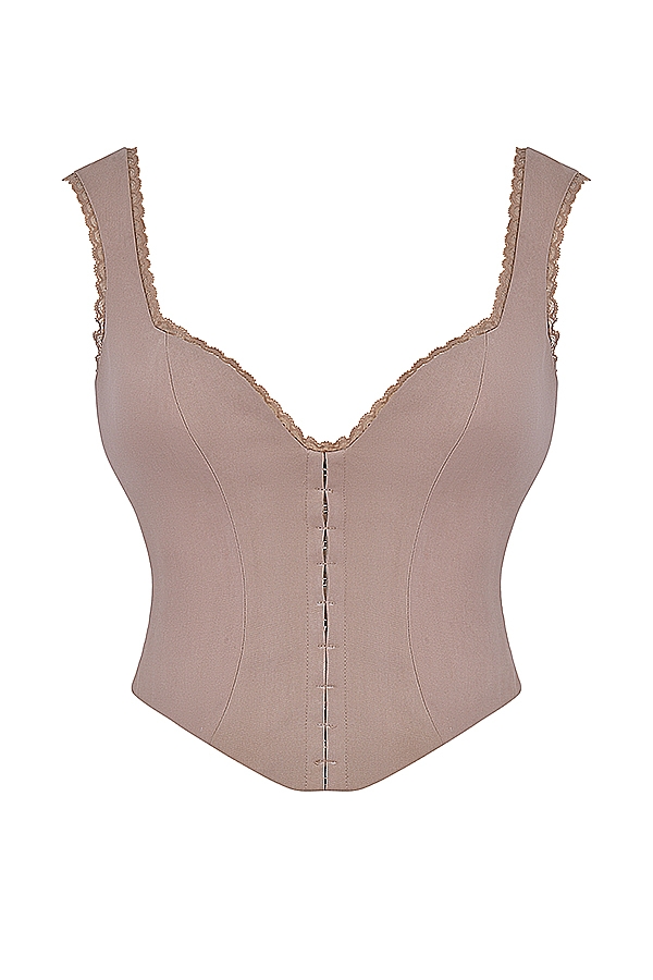 Robyn-Mushroom Lace Trim Corset