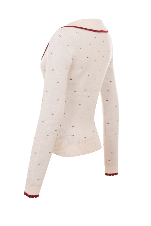 Marla-Ivory Cashmere Blend Trimmed Cardigan