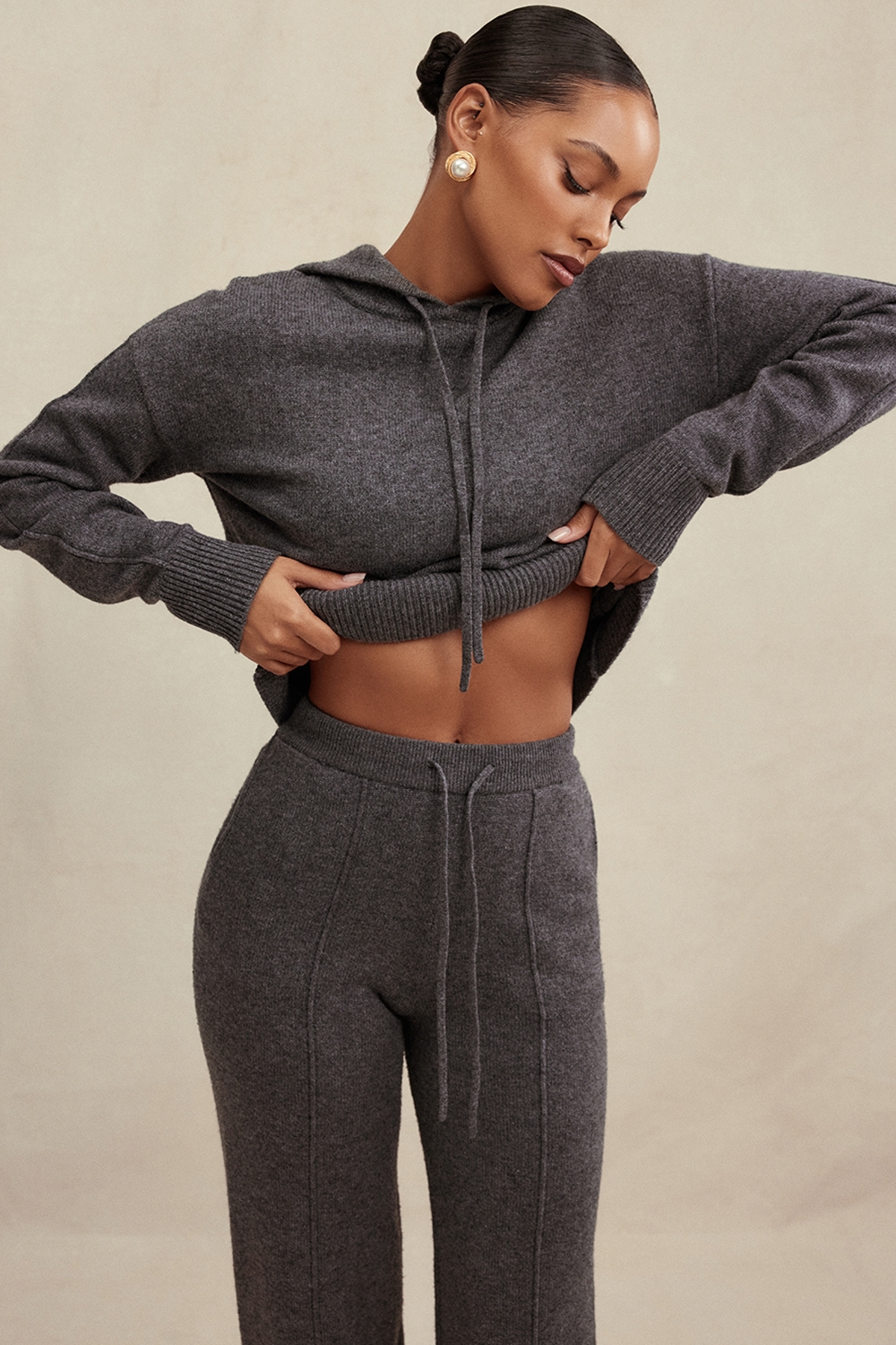 Jionni-Charcoal Cashmere Blend Hoodie - SALE