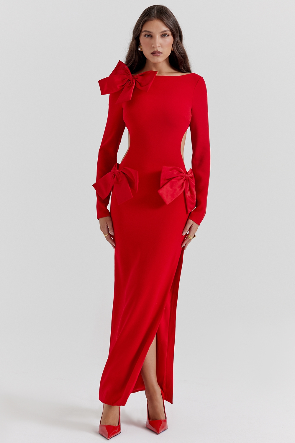 Lavele-Red Bow Maxi Dress