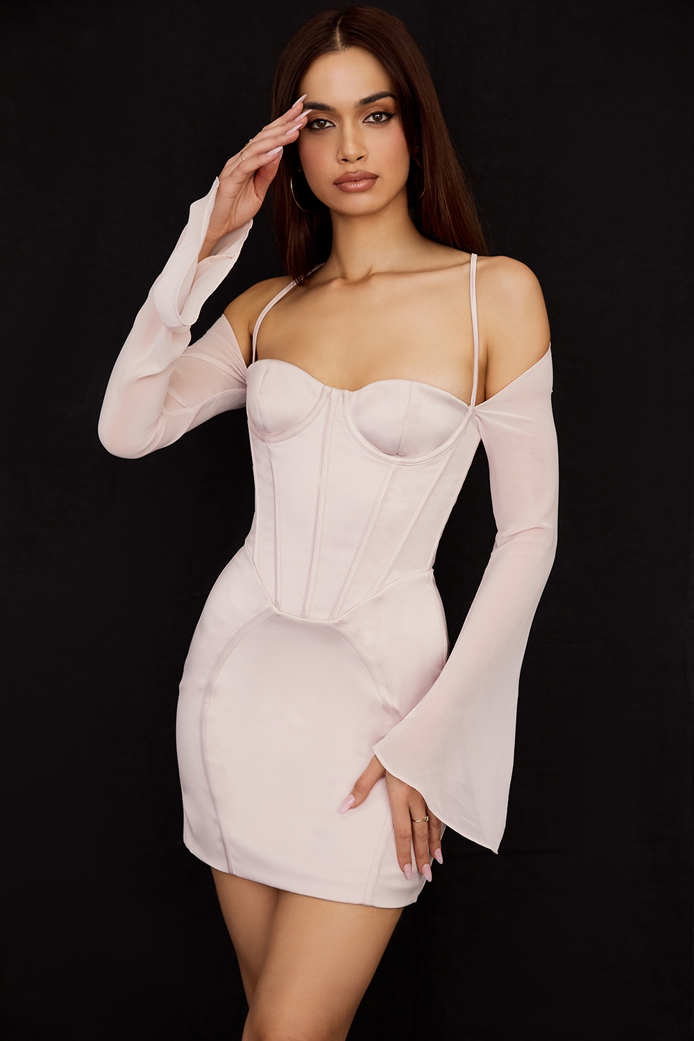 Isra-Crystal Satin Corset Mini Dress