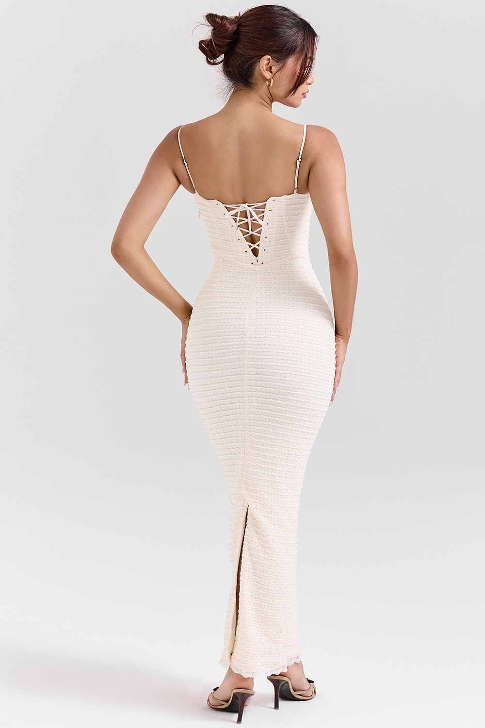 Elinor-Cream Tea Frill Lace Midi Dress