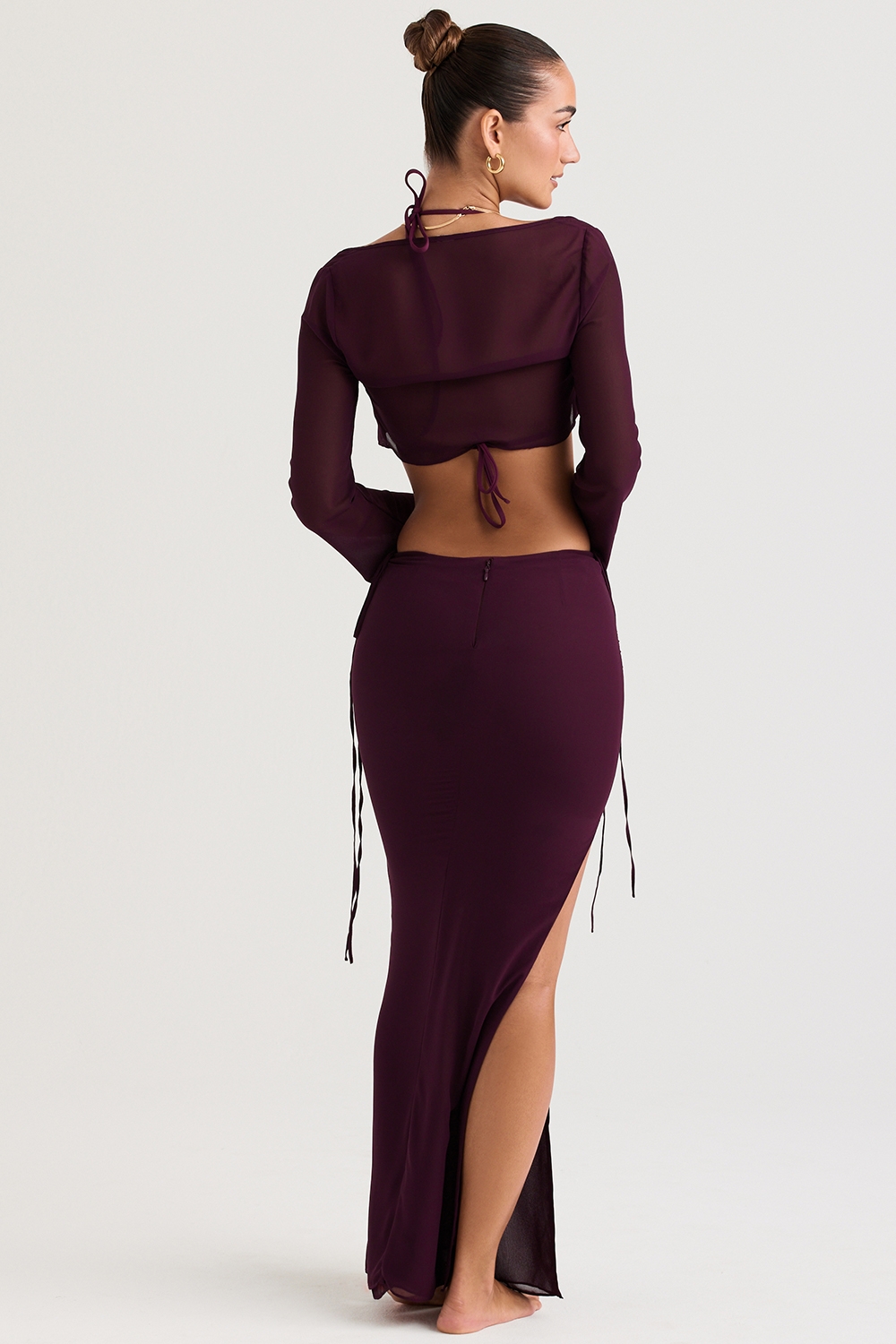 Amalfi-Prune Cutout Maxi Skirt