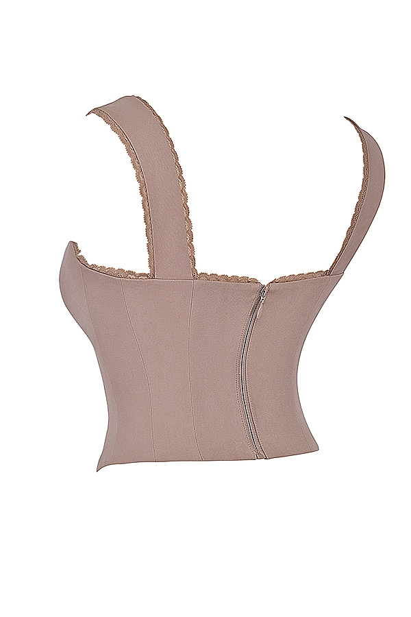 Robyn-Mushroom Lace Trim Corset