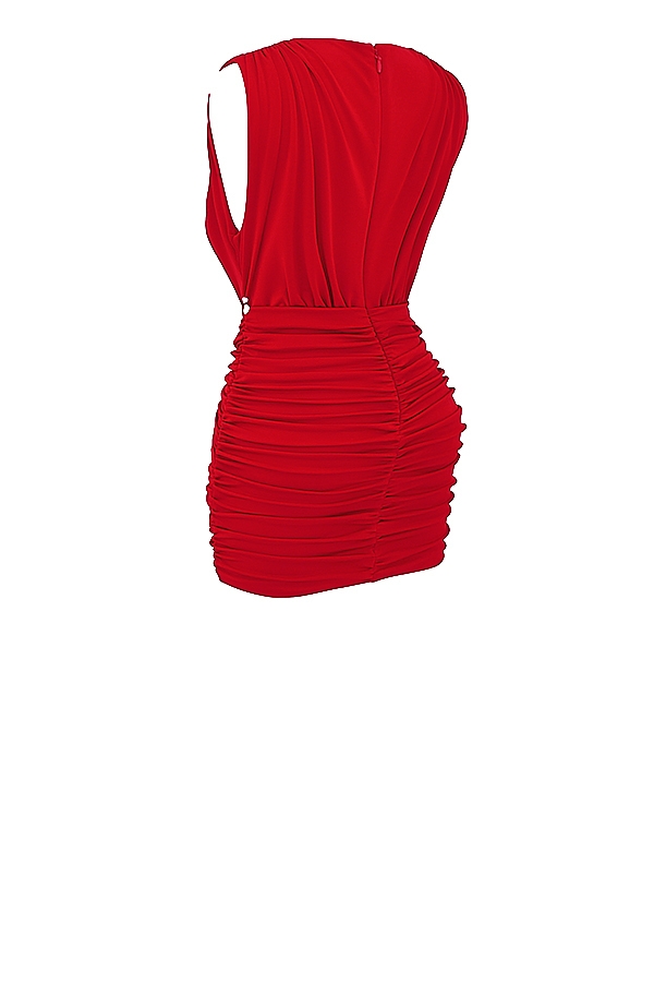 Aliza-Cherry Gathered Mini Dress