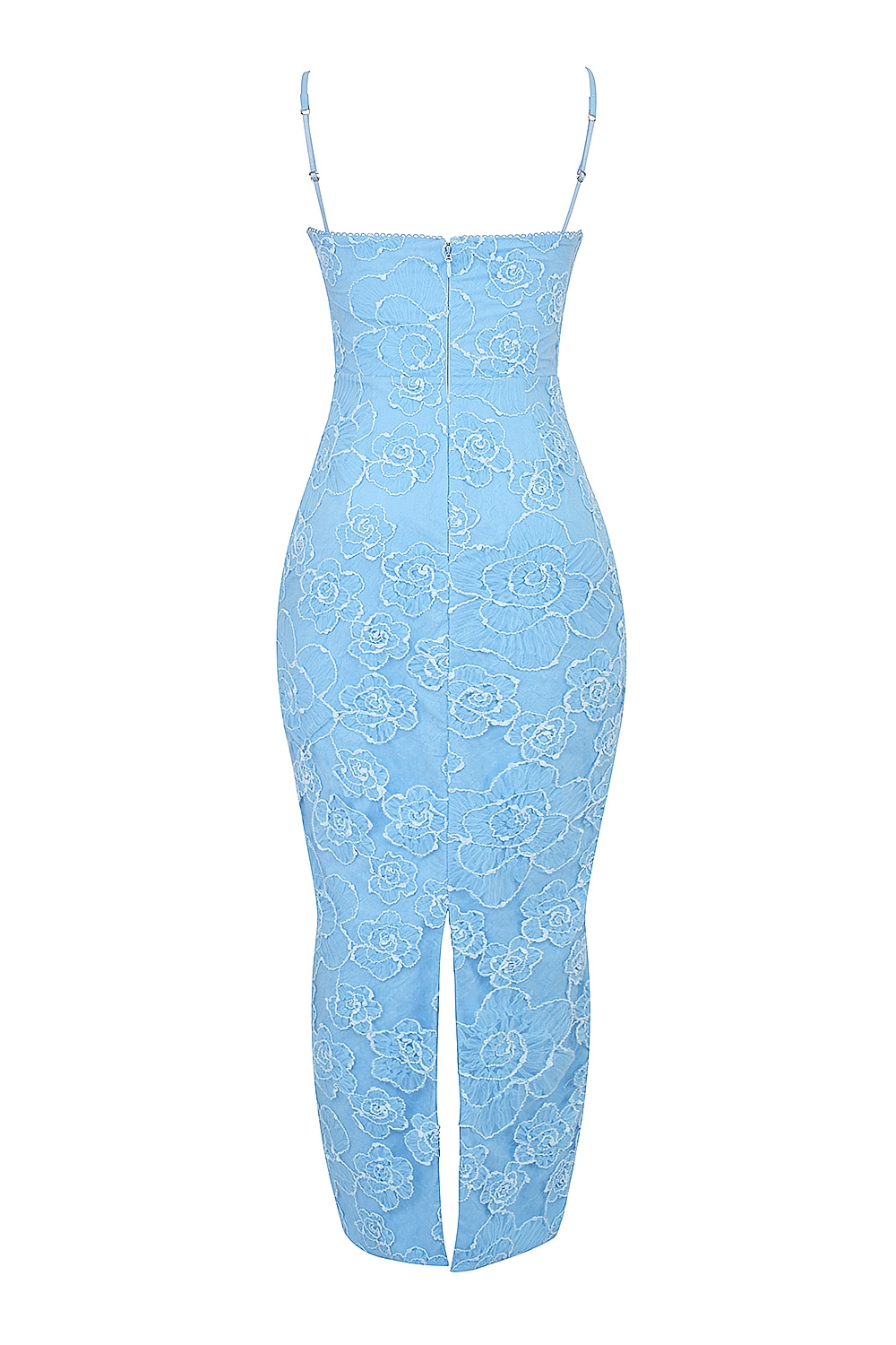 Eva-Tuscan Blue Embroidered Floral Maxi Dress