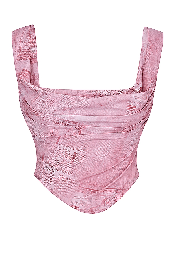 Una-Pink Print Corset