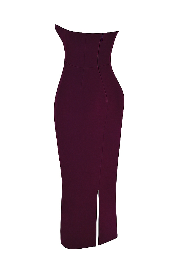 Lucia-Grape Strapless Corset Maxi Dress