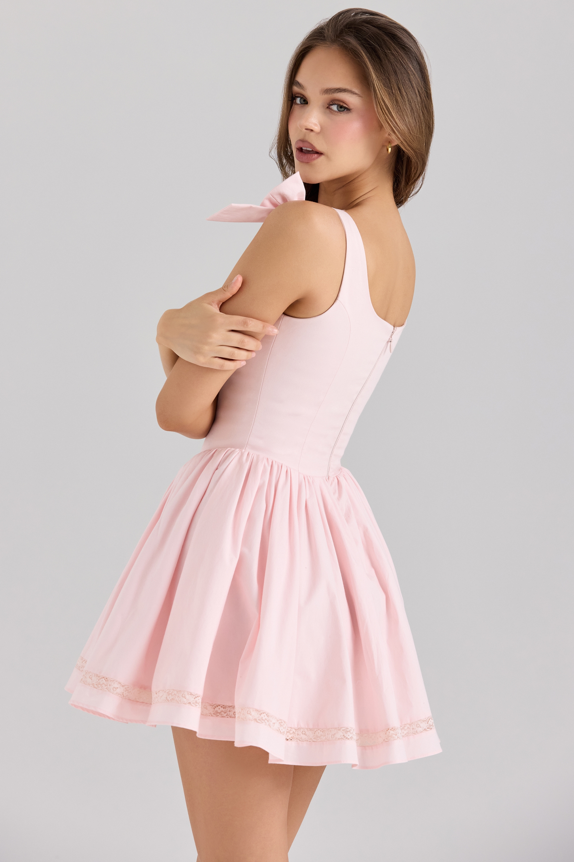 Lyla-Pink Stretch Cotton Mini Dress