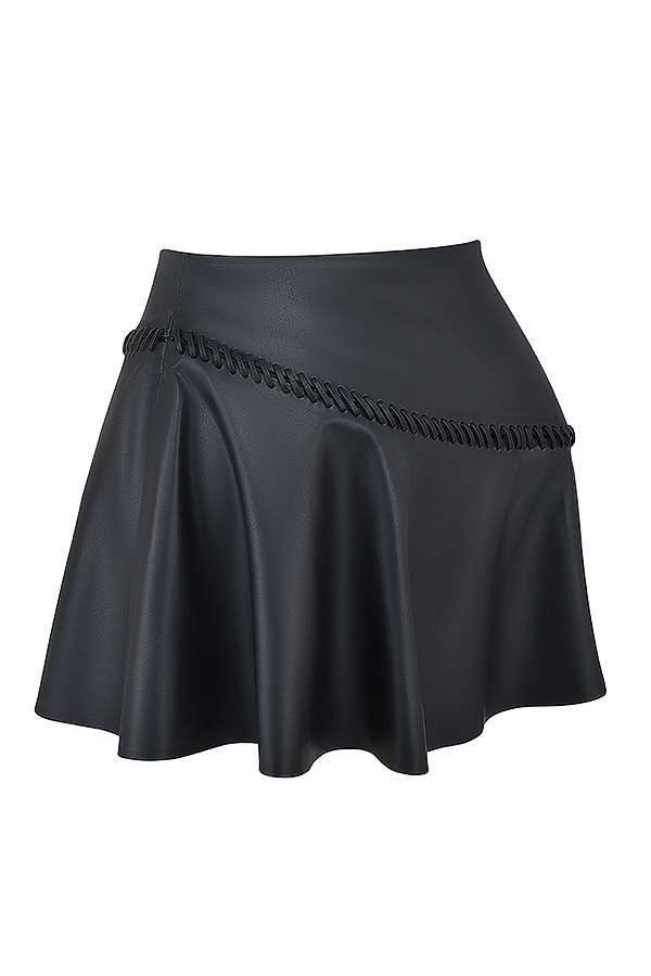 Nova-Black Vegan Leather Mini Skirt